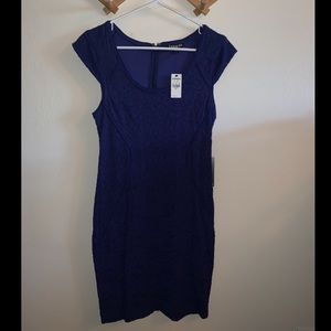 Cobalt lace fitted mini dress